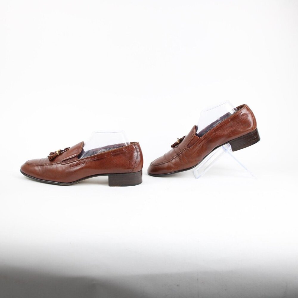 Gucci Sz 43.5? M Brown Tassle Leather Upper Fabric Inner Loafer Shoe - Picture 16 of 16